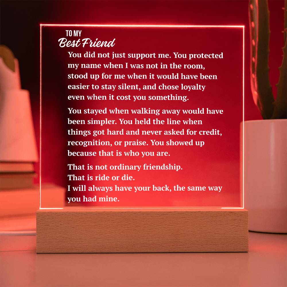Square Acrylic Plaque | Best Friend Ride or Die Gift
