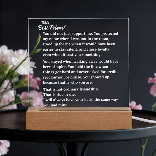 Square Acrylic Plaque | Best Friend Ride or Die Gift