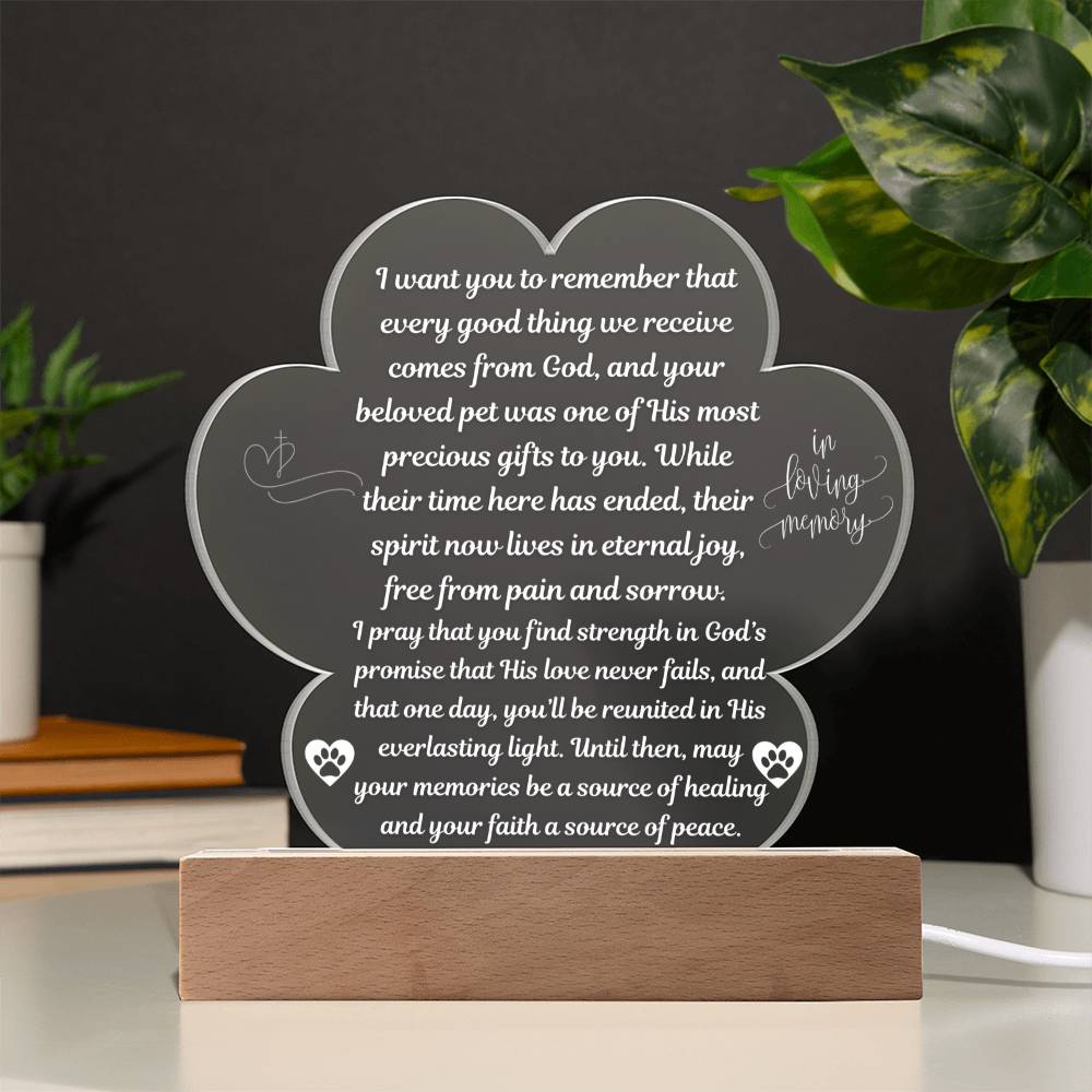 Pet Memorial "I Want You to Remember.." Acrylic Plaque