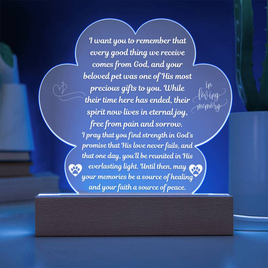 Pet Memorial "I Want You to Remember.." Acrylic Plaque