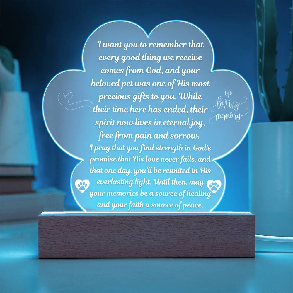 Pet Memorial "I Want You to Remember.." Acrylic Plaque