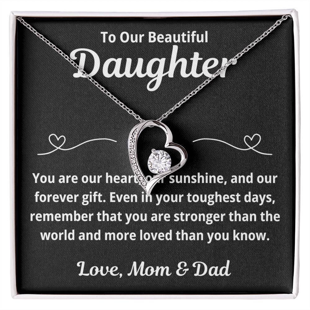 To Daughter from Parents "You Are Our Heart.." Forever Love Necklace