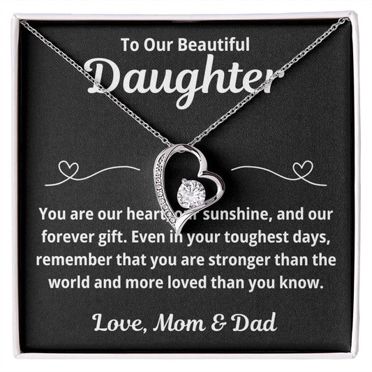 To Daughter from Parents "You Are Our Heart.." Forever Love Necklace