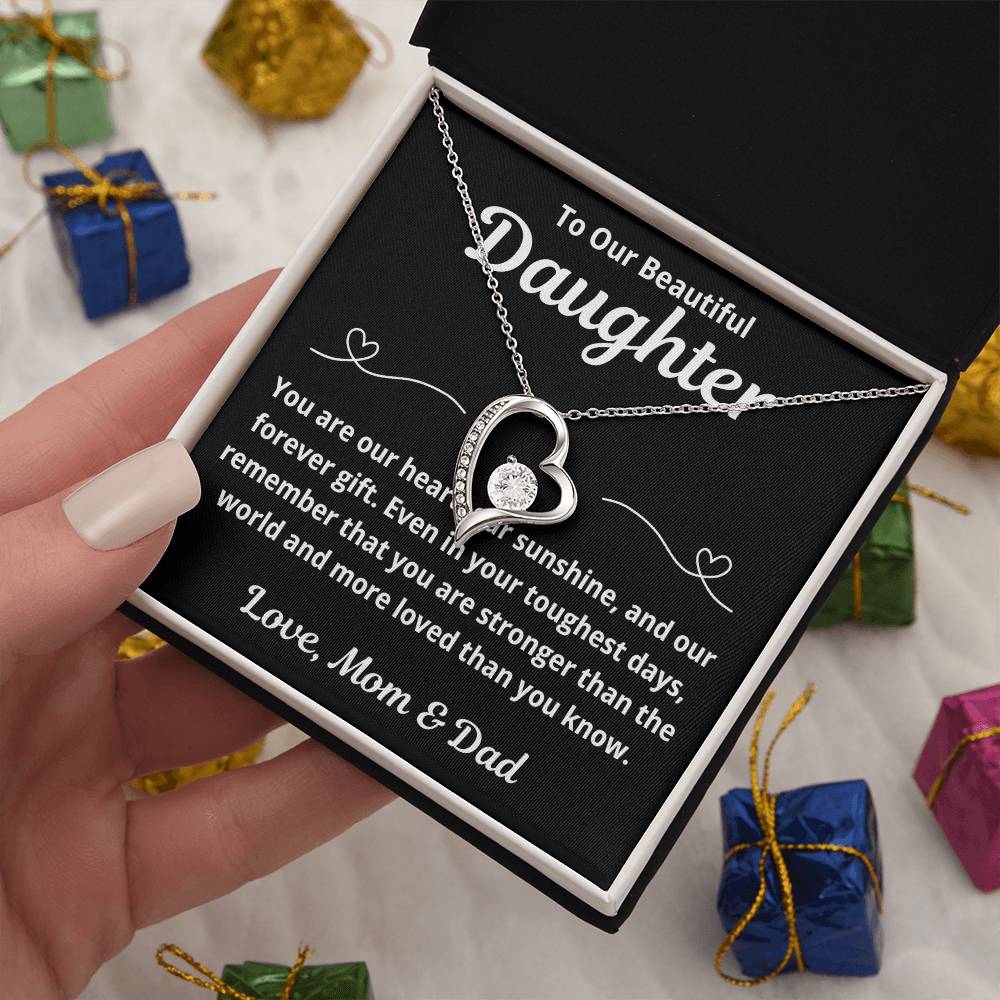 To Daughter from Parents "You Are Our Heart.." Forever Love Necklace
