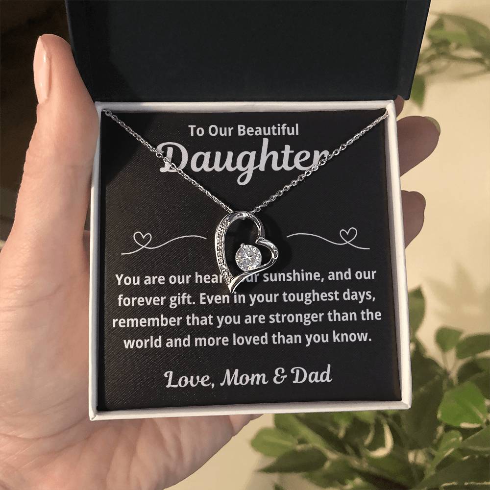 To Daughter from Parents "You Are Our Heart.." Forever Love Necklace