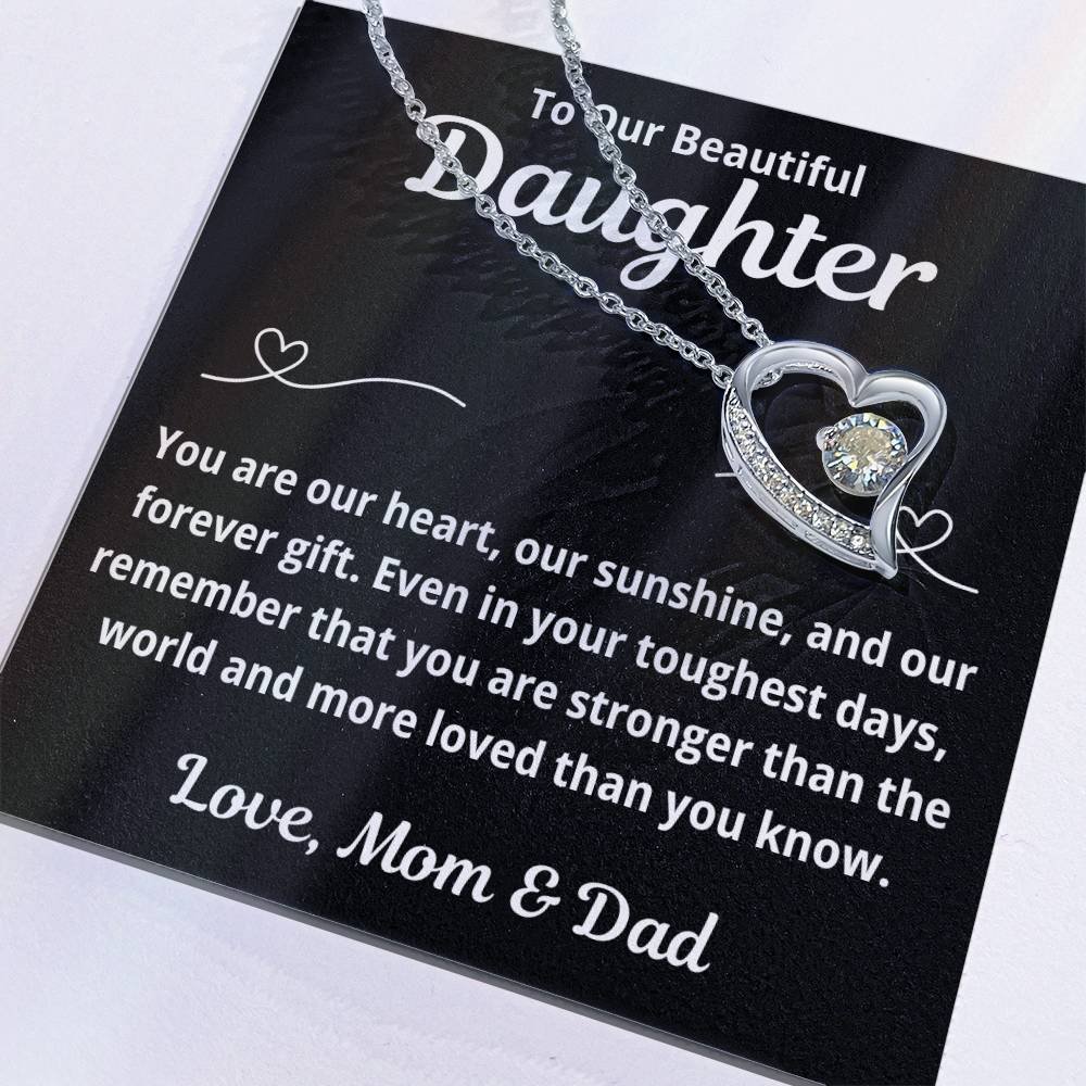 To Daughter from Parents "You Are Our Heart.." Forever Love Necklace