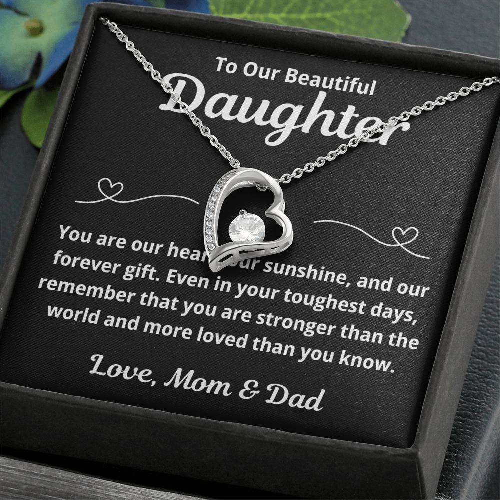 To Daughter from Parents "You Are Our Heart.." Forever Love Necklace