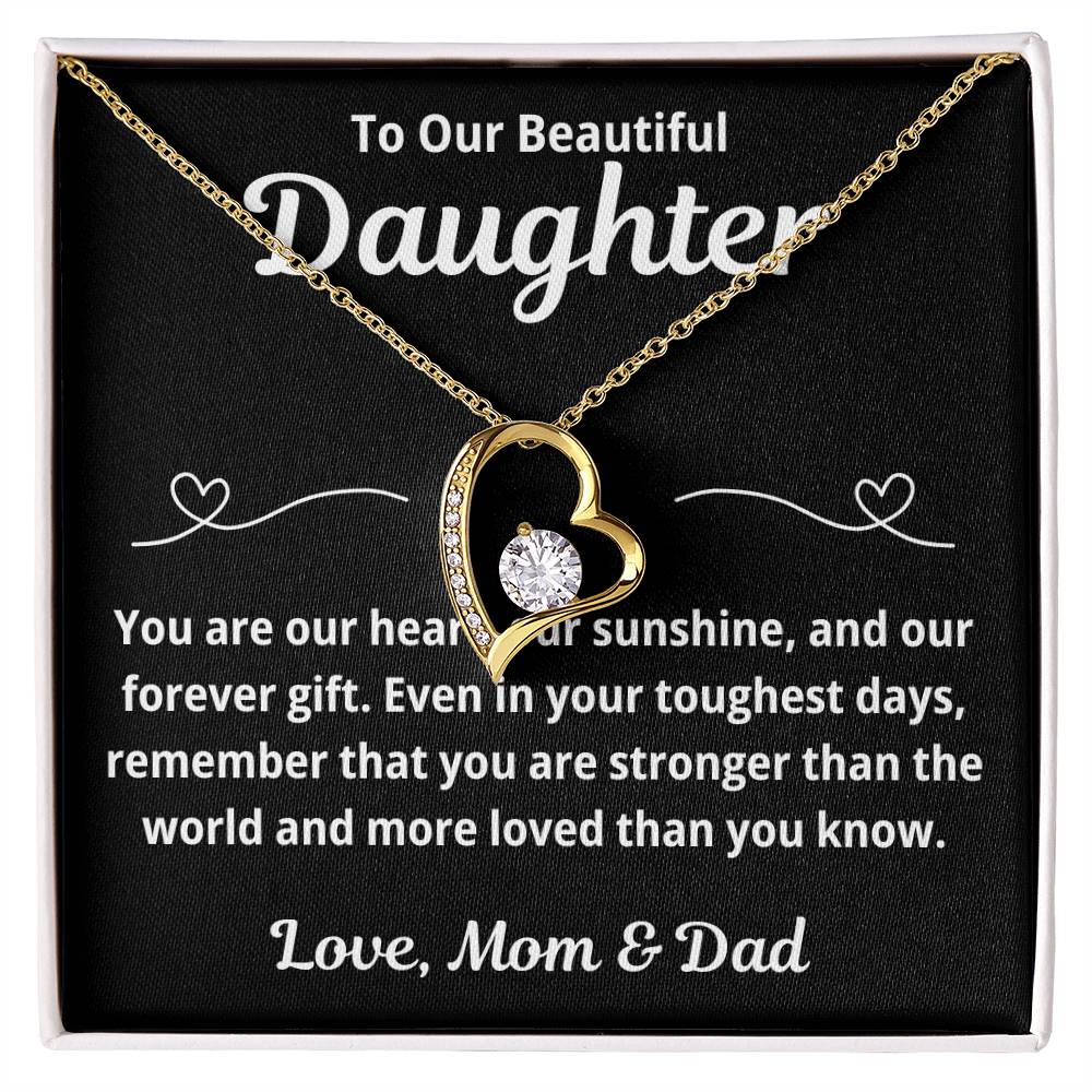 To Daughter from Parents "You Are Our Heart.." Forever Love Necklace
