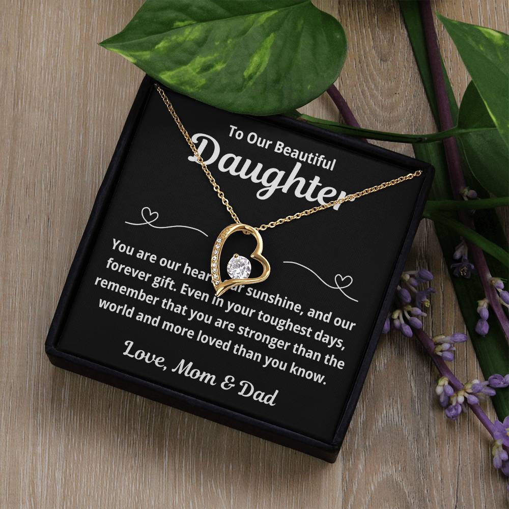 To Daughter from Parents "You Are Our Heart.." Forever Love Necklace