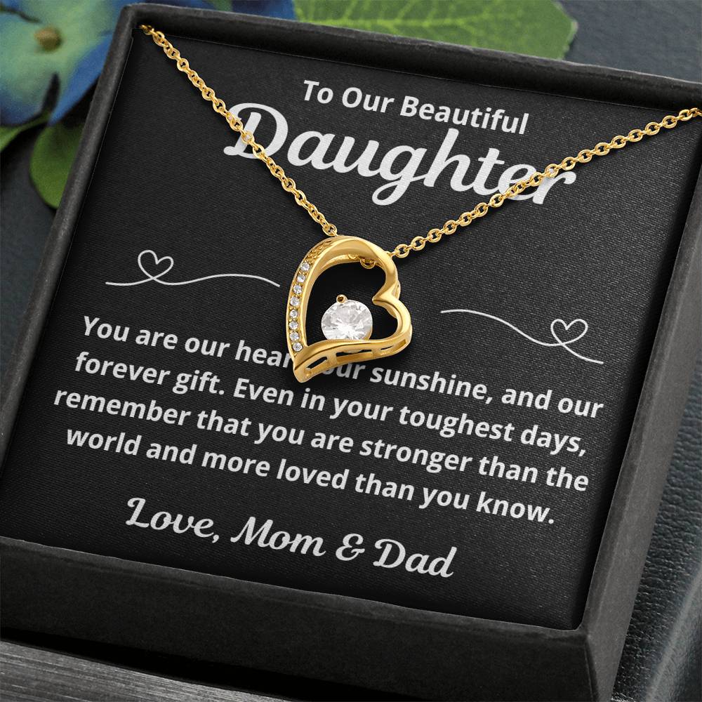 To Daughter from Parents "You Are Our Heart.." Forever Love Necklace