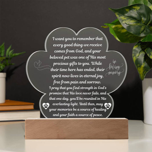 Pet Memorial "I Want You to Remember.." Acrylic Plaque