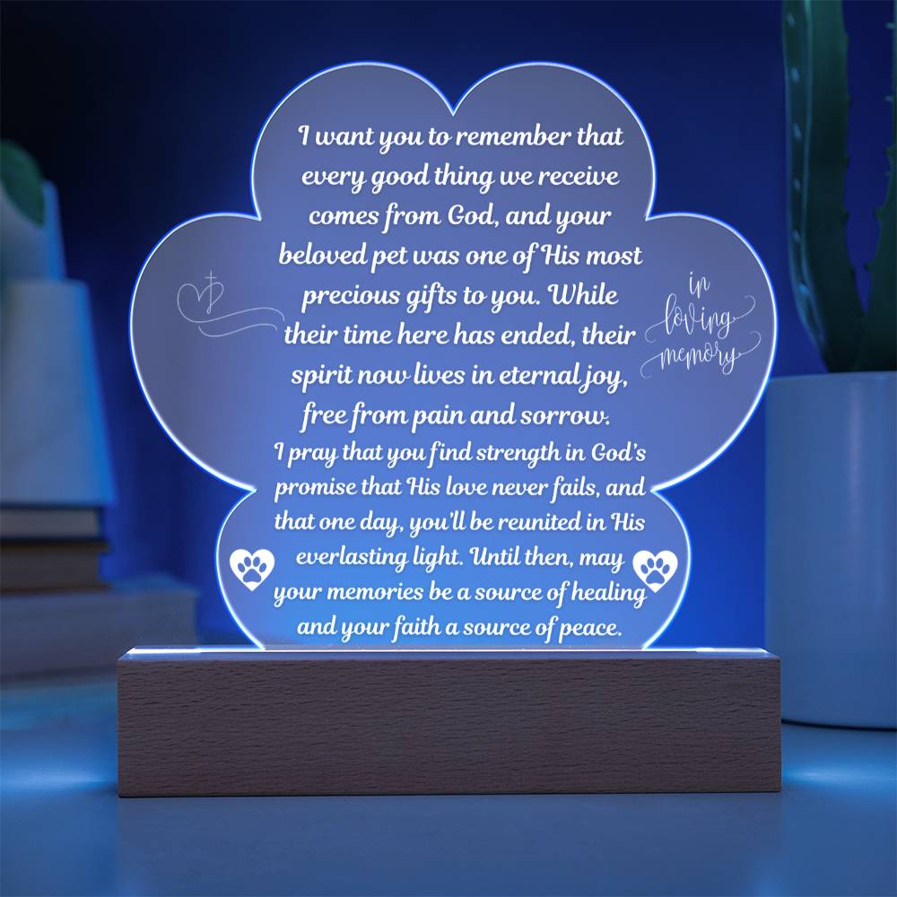 Pet Memorial "I Want You to Remember.." Acrylic Plaque