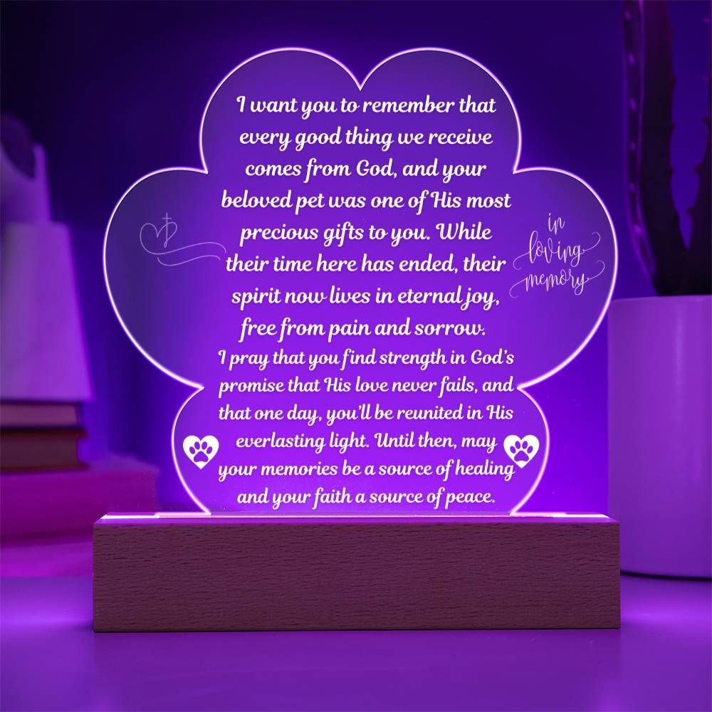 Pet Memorial "I Want You to Remember.." Acrylic Plaque