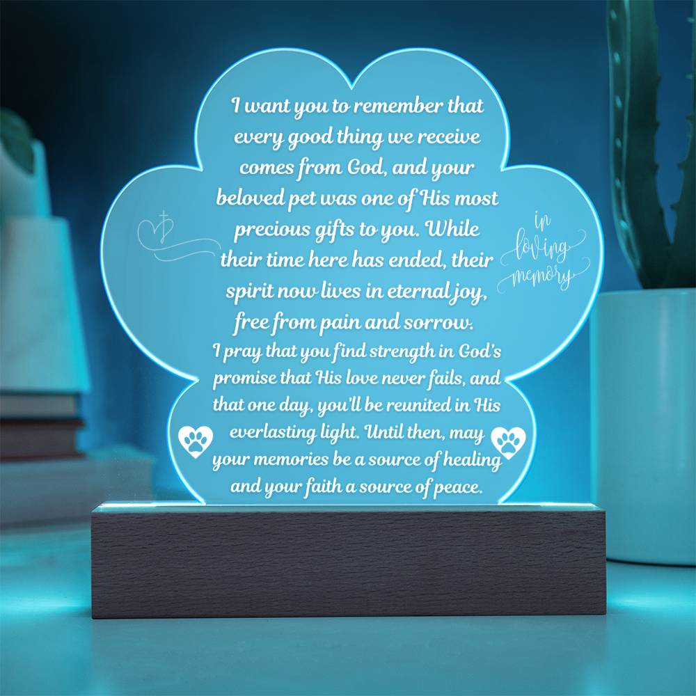 Pet Memorial "I Want You to Remember.." Acrylic Plaque