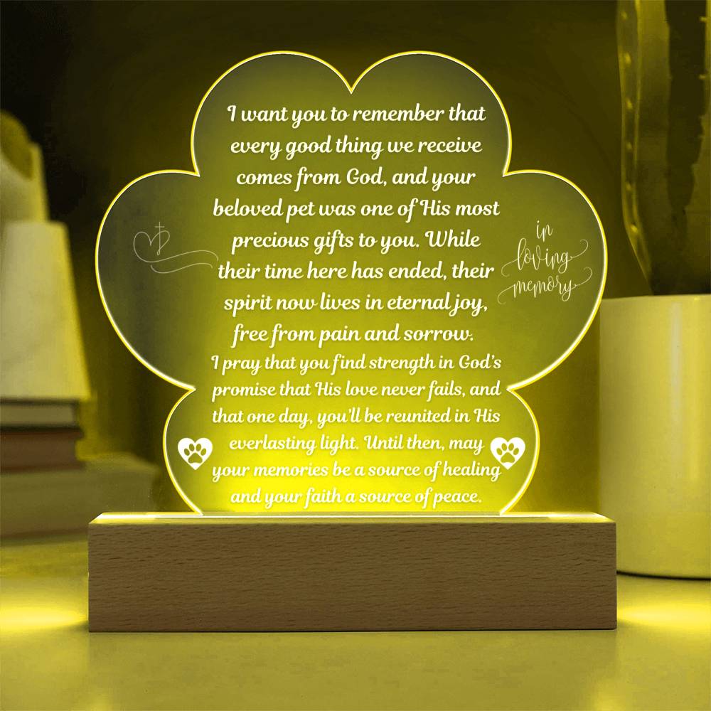 Pet Memorial "I Want You to Remember.." Acrylic Plaque