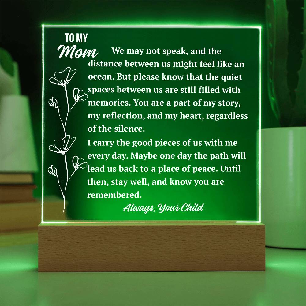 To My Mom Acrylic Plaque | Even Across the Distance