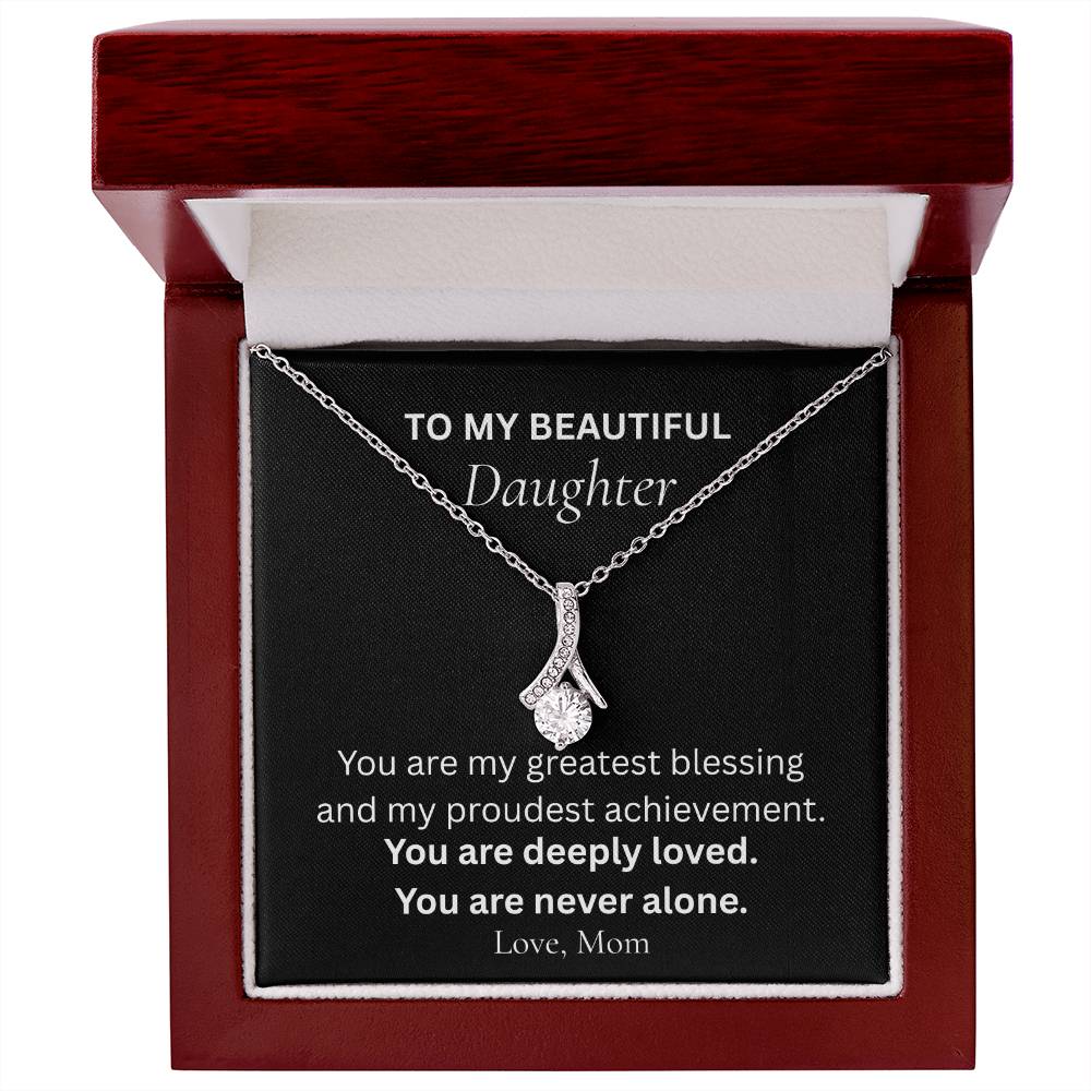 Alluring Beauty Necklace for daughter with heartfelt message card from mom
