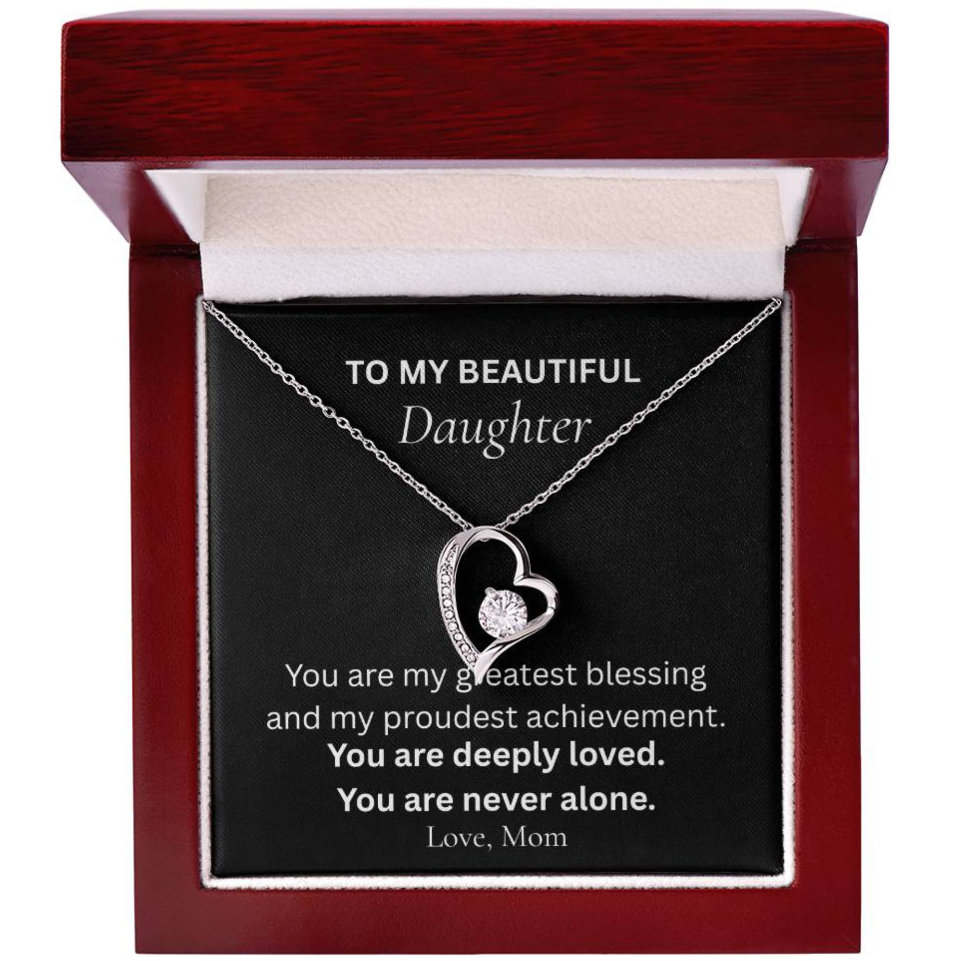 Silver Forever Love necklace gift for daughter in luxury box