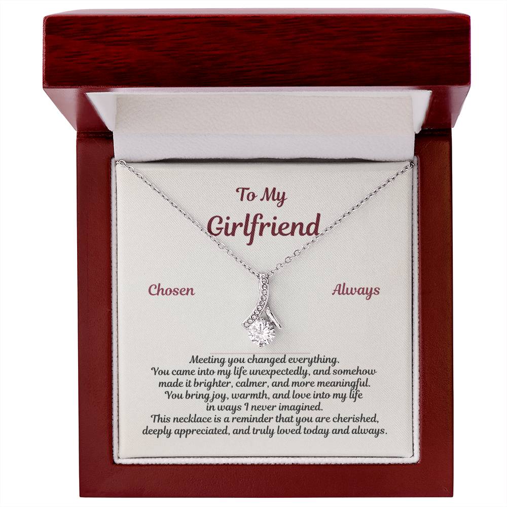 To My Girlfriend Alluring Beauty Necklace in white gold with message card and luxury gift box