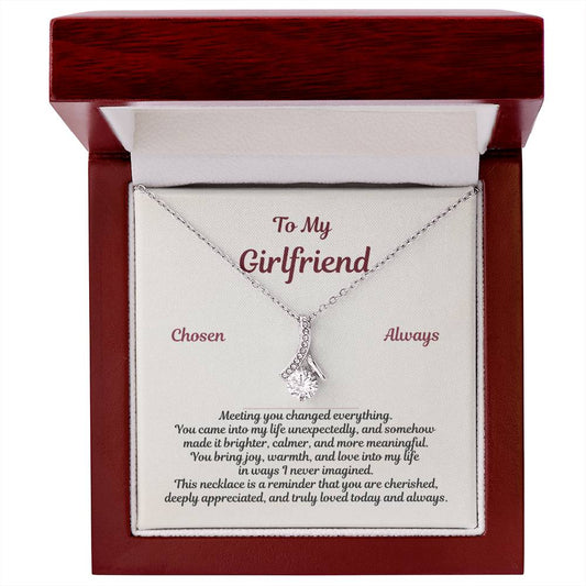 To My Girlfriend Alluring Beauty Necklace in white gold with message card and luxury gift box