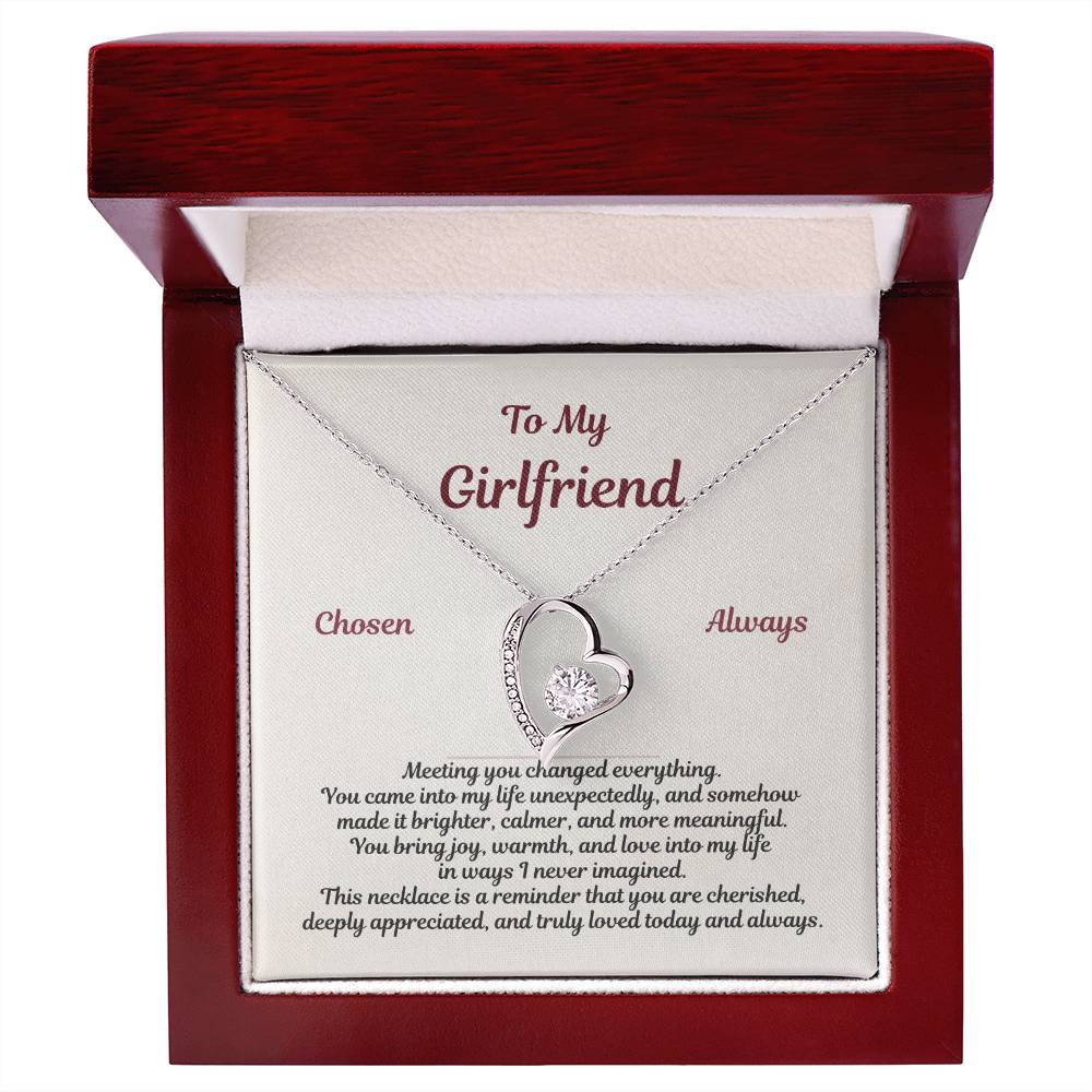 Forever Love Necklace for girlfriend with romantic message card in luxury gift box