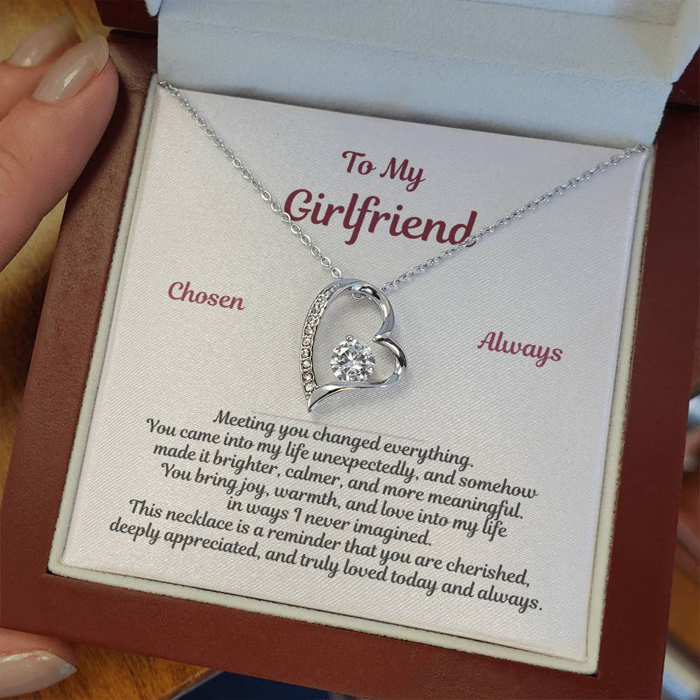 Message card for girlfriend paired with Forever Love Necklace