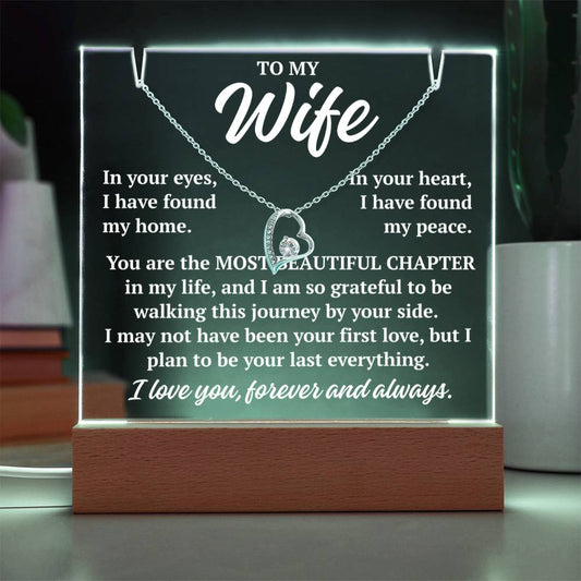 to my wife white acrylic plaque led light with white gold forever love necklace romantic gift